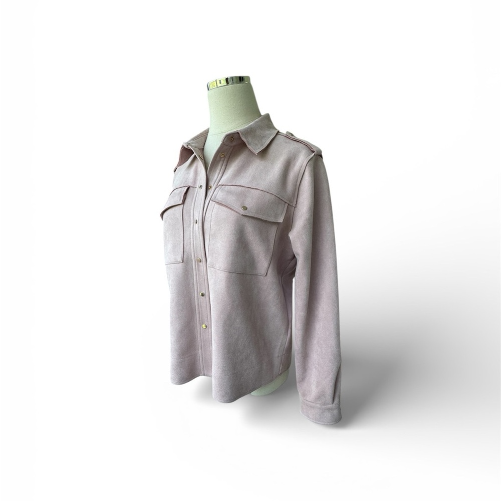 Tribal Jeans Blush Pink Velvety Utility Shirt Jacket, Snap Front- P/S - Picture 4 of 9